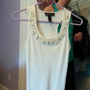 White beaded tank top